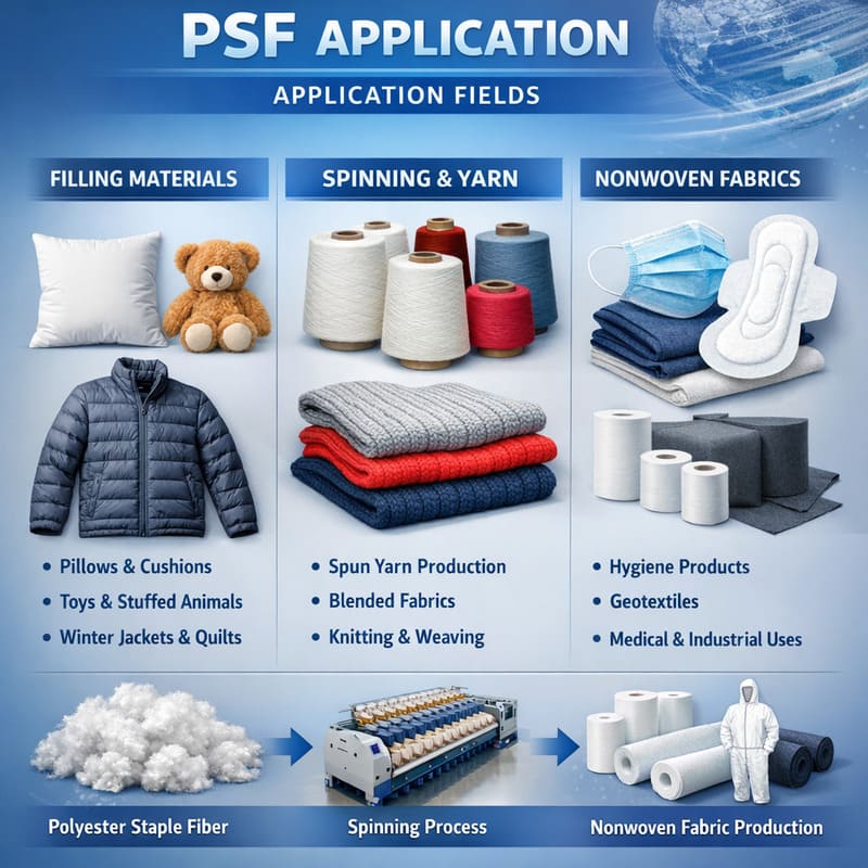 Polyester Staple Fiber Applications — Filling, Yarn Spinning, Nonwoven Fabric