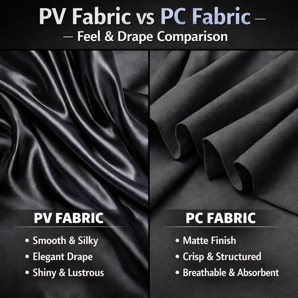 PV fabric vs PC fabric — drape and feel comparison for suiting