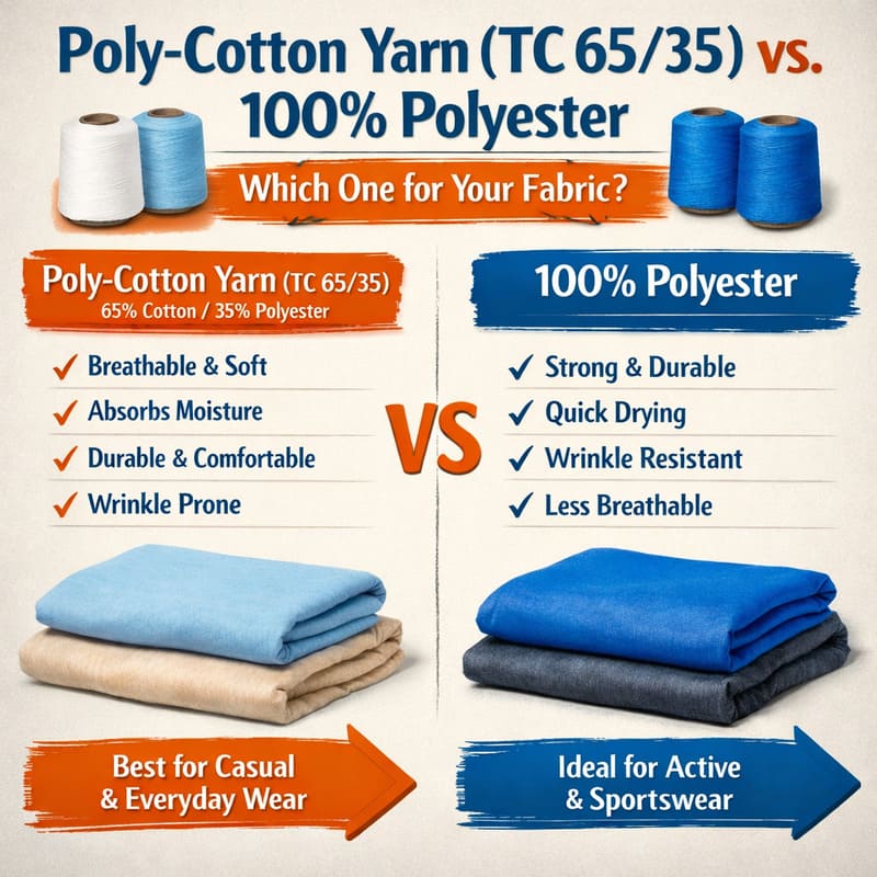 Poly-Cotton Yarn (TC 65/35) vs 100% Polyester — Which One for Your Fabric?