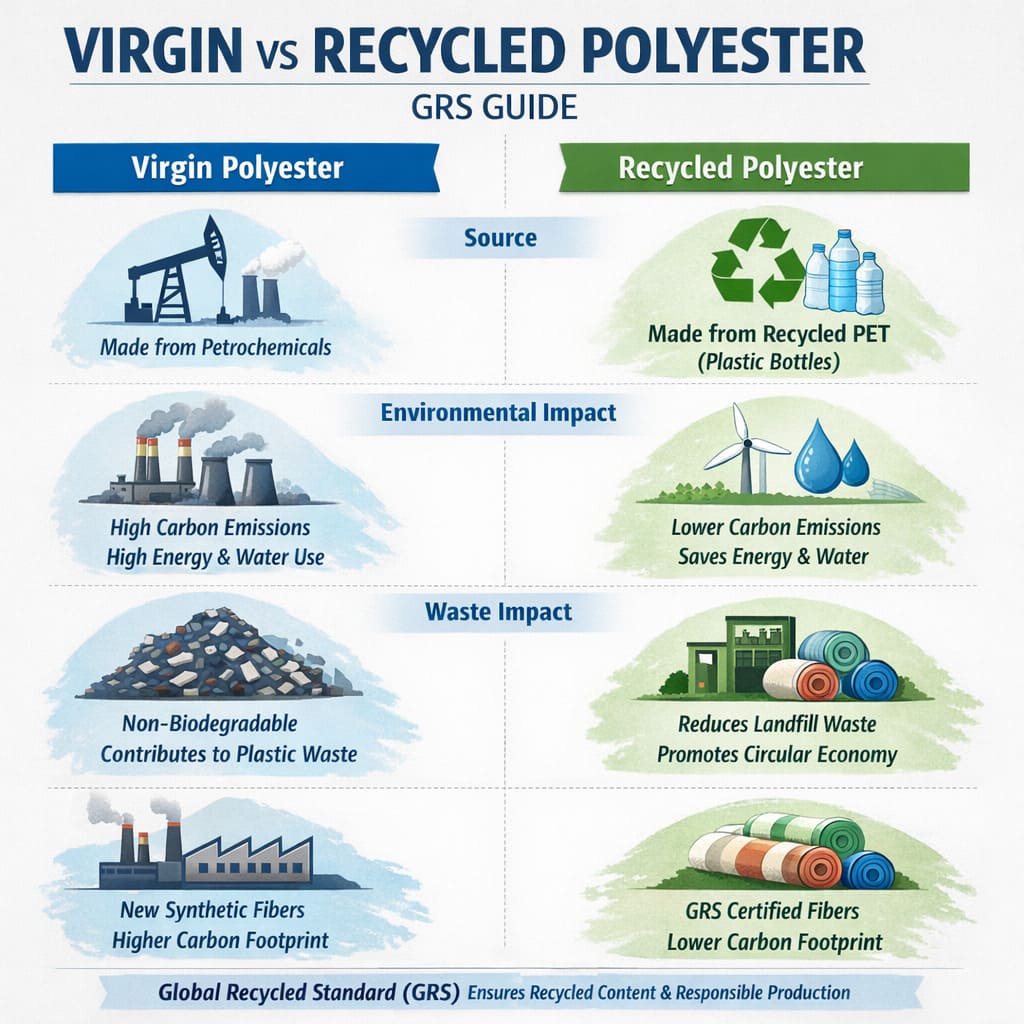 Virgin vs Recycled Polyester — GRS Certification Guide | Yaakan