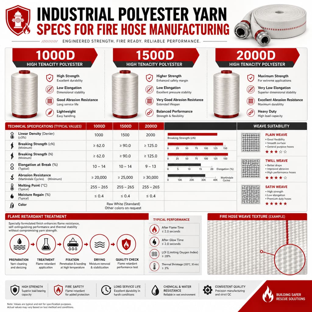 Industrial polyester yarn specifications for fire hose manufacturing