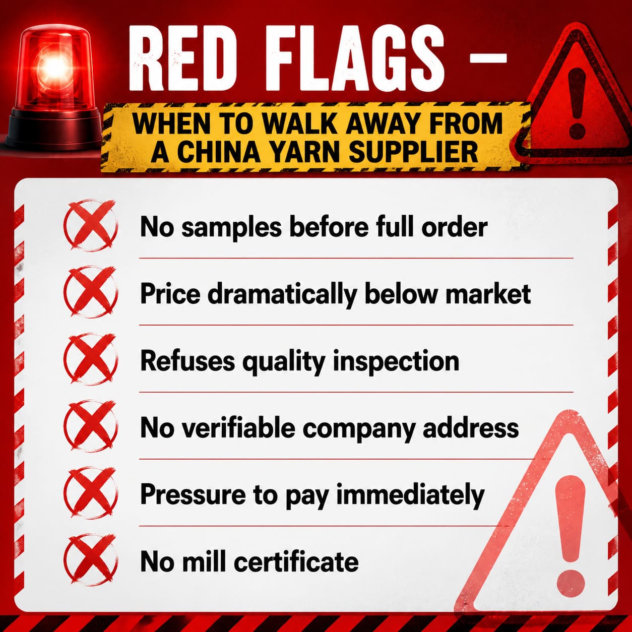 Red flags when to walk away from a China yarn supplier