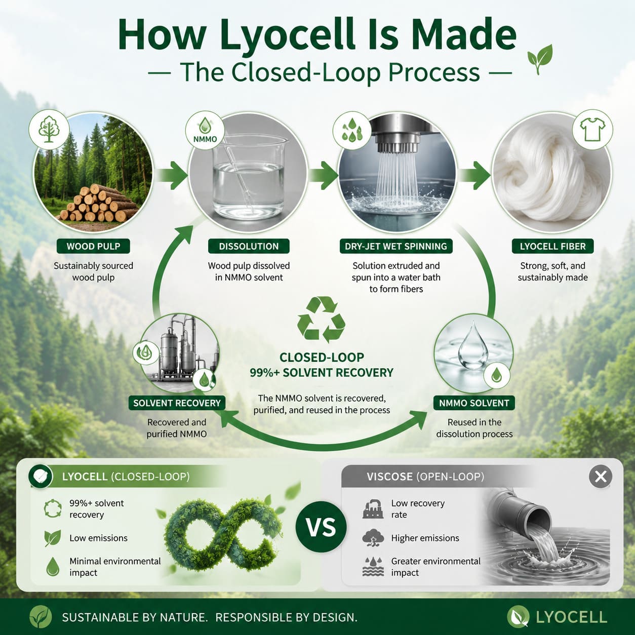 How lyocell is made — the closed-loop NMMO solvent process