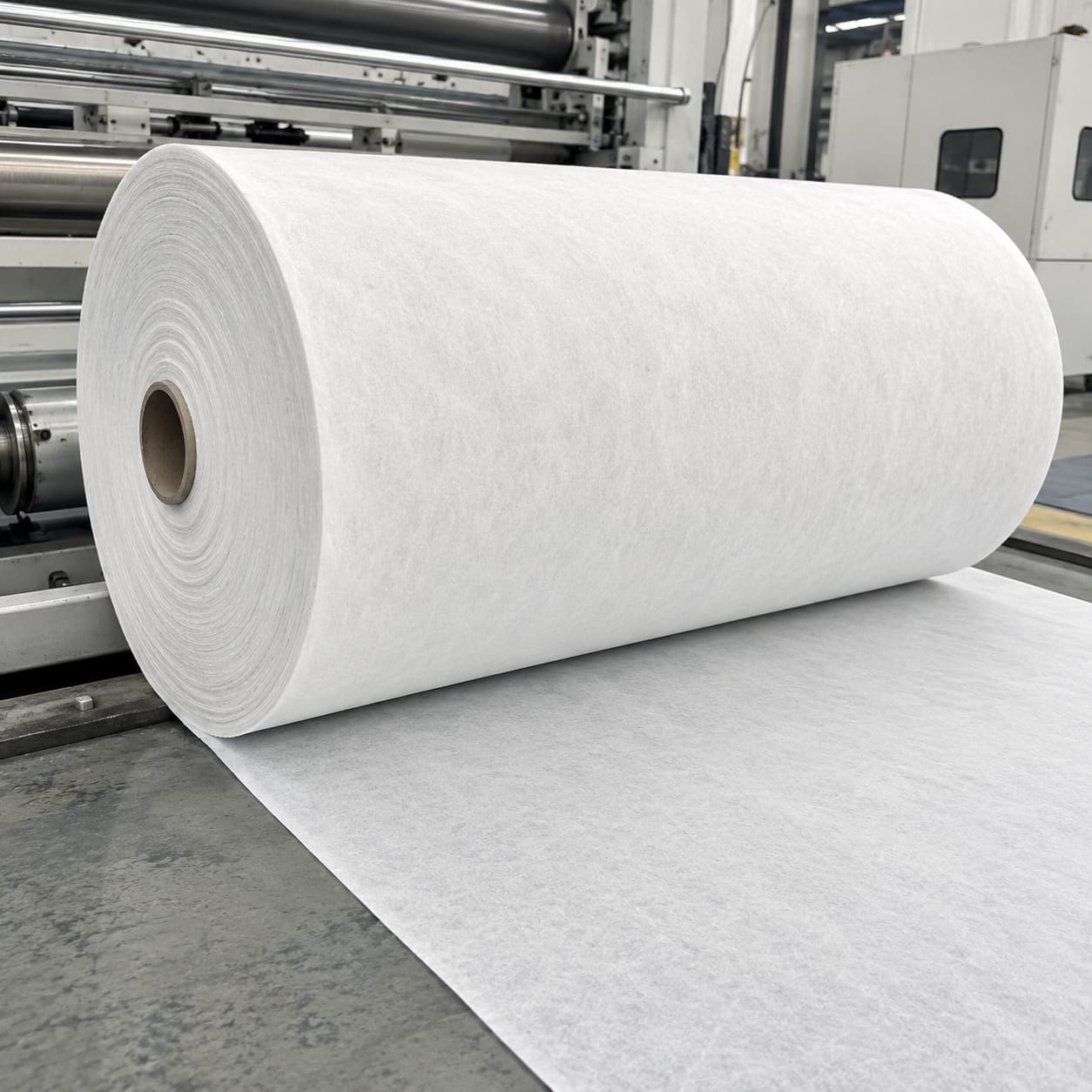 Polyester nonwoven fabric roll produced from polyester staple fiber — used as HPL backing material